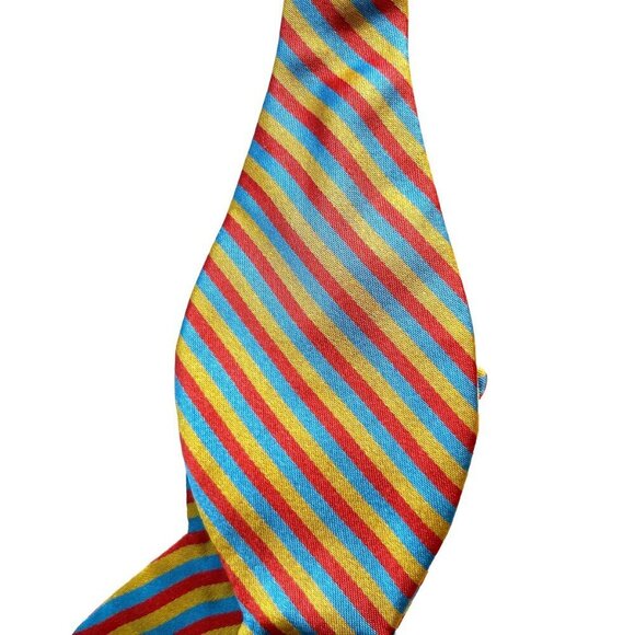 Carrot & Gibbs Silk Bowtie Rainbow Striped Colorful Maximalist Playful Artsy - Picture 4 of 6